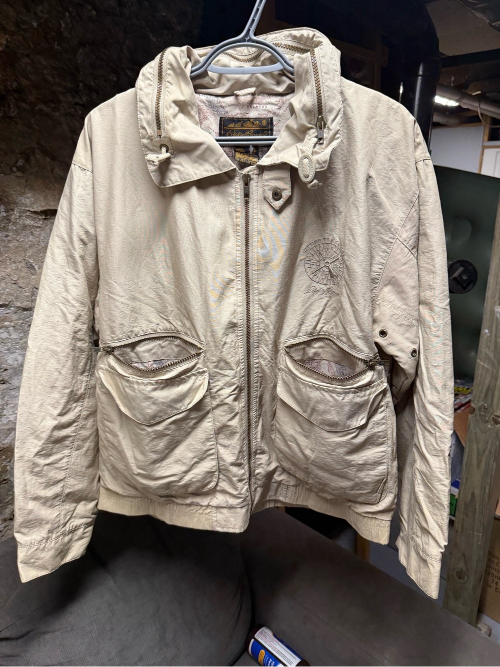 Vintage Eddie Bauer 90s compass jacket map lined hooded windbreaker sz S